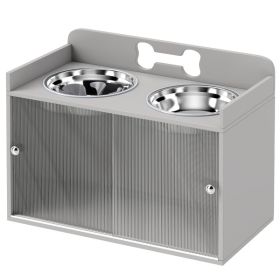 Elevated Dog Bowls with Storage, Raised Dog Bowl Stand with 2 Stainless Steel Bowl for Large Dogs, Gray (Color: Gray, size: 700x395x170 mm)