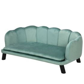 Pearl Design Pet Sofa for Medium and Large Sized Dogs, Pet Bed with Cushion and Solid Wood Legs, Green (Color: Green, size: 1010x620x275 mm)