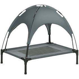 Elevated Dog Bed with Removable Canopy, Outdoor Dog Cot with UV Protection Canopy Shade, 30 inch Pet Bed for Camping, Gray (Color: Grey, size: 710x100x130 mm)