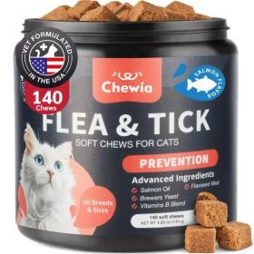 Flea Support Chews For Cats Salmon Flavor Flea And Tick Supplement For Cats Daily Oral Cat Flea And Tick Treatment Chews Soft Treats For All Bree (Quantity: 1pc)