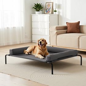 Elevated Dog Bed For Large Dog Portable Raised Dog Cot With Pillow XL Gray (Color: Black)