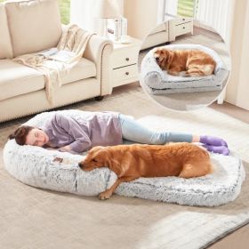 Human Dog Bed 71 X 43 X12 Dog Beds For Large Dogs Foldable Plush Washable Dog Bed For People Doze Off, Orthopedic Dog Beds For Humans Size Fits Y (Color: Gray)