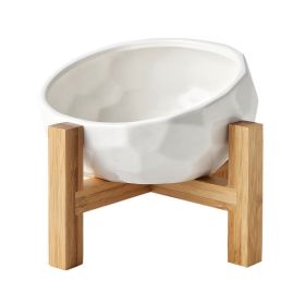 Pet bowl oblique mouth cat bowl food bowl dog bowl method bucket food bowl (Color: White 2pcs)