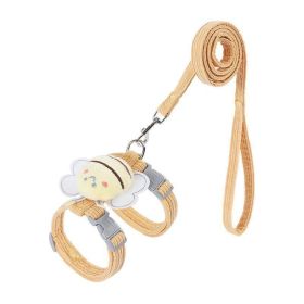 Small Cat Harness Wing Shaped Decorative Walking Vest Traction Rope Set (Color: yellow, size: S)