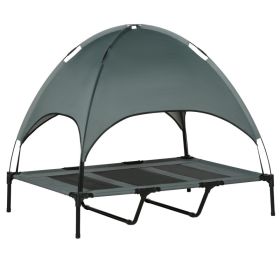 48" x 36" Elevated Portable Dog Cot Cooling Pet Bed with UV Protection Canopy Shade (Color: Grey, size: 910x230x100 mm)