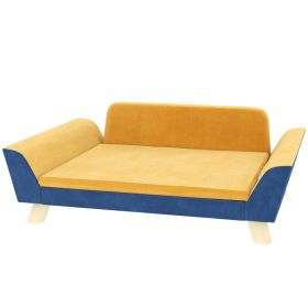 Dog Sofa Bed for Small Dogs with Soft Cushion, Washable Cover & Non-Slip Foot Pads, Orange (Color: Orange, size: 820x230x560 mm)