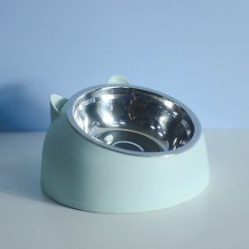 Stainless Steel Dog Bowl Double Bowl Cervical Protection Oblique Mouth Hot Pet Food Basin Supplies (Color: Matcha Green, Quantity: 200ml)