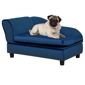 Pet Sofa Bed Couch with Storage, Pet Sofa for Cats and Small Dogs (Color: Blue, size: 740x485x165 mm)