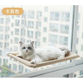 US LOCAL STOCK Hiphoppet Best Selling Washable Window-Mounted Sucker Cat Hammock Cat Nest Seat Elaxing Spot To Lounge For Cats (Color: Khaki, size: 55X35cm)