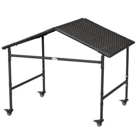 Outdoor Dog Shelter with Wheels, Portable Wicker Animal Shelter for Small and Medium Sized Dogs, Dark Brown (Color: Brown, size: 720x550x90 mm)