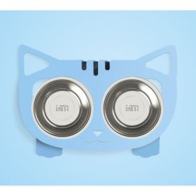 Anti-falling Cat Dog Feeding Water Bowl (Color: Blue, Option: Style2)