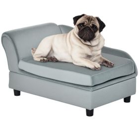 Luxury Fancy Dog Couch with Hidden Storage, Small Dog Sofa Bed with 2" Soft Foam, Modern Pet Furniture for Puppies & Little Breeds, Pale Gray (Color: Light Gray, size: 740x485x165 mm)