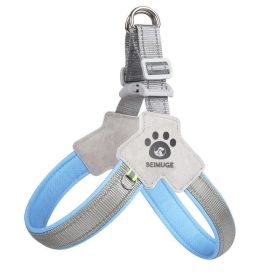 Pet Dog Cat Harness, Pet Harness With LeashSet, Adjustable Puppy Harness ComfortableReflective Easy Control Dog With Leather Leash,.No-Pull No Ch (Color: Blue, size: S)