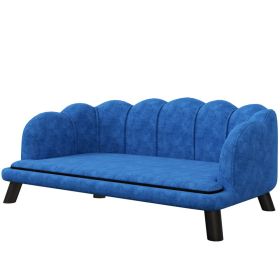 Pearl Design Pet Sofa for Medium and Large Sized Dogs, Pet Bed with Cushion and Solid Wood Legs, Dark Blue (Color: Blue, size: 1010x620x275 mm)