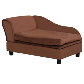 Pet Sofa Bed Couch with Storage, Pet Sofa for Cats and Small Dogs, Brown (Color: Brown, size: 740x485x165 mm)