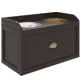 Pet Feeding Station Pet Dish Bowl Set with Storage, 2 Elevated Dog Bowls for Large Sized Dogs, Coffee (Color: Coffee, size: 690x385x180 mm)