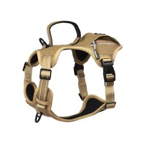 PETMARVEL High-Perfomance Tactical Dog Harness With Poop Bag Holder, No Pull Front Clip & Metal Buckles, Brown S (Color: Brown, size: small)