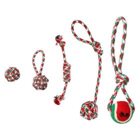 Set Of 5Pcs Christmas Dog Rope Chew Toys Dog Interactive Toys Set For Puppy Small Medium Aggressive Chewers Dogs Training Teething Playing (Color: Multicolor)