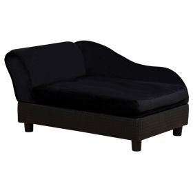 Pet Sofa Bed Couch with Storage, Pet Sofa for Cats and Small Dogs, Black (Color: Black, size: 740x485x165 mm)