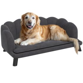 Pearl Design Pet Sofa for Medium and Large Sized Dogs, Pet Bed with Cushion and Solid Wood Legs, Charcoal Gray (Color: Grey, size: 1010x620x275 mm)
