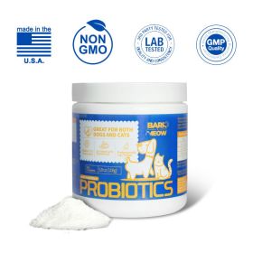 Bark And Meow Probiotics For Dogs & Cats 7 Tailored Strains Prebiotics, Pumpkin & Carrot 5 Billion CFU Scoop Human-Grade, Non-GMO, Vet-Approved, (Quantity: 1pcs)