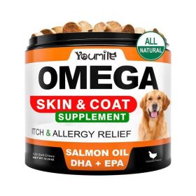 Youmile Omega 3 For Dogs - 120Ct  Fish Oil Treats - Allergy & Itch Relief Skin & Coat Supplement - Dry Itchy Skin, Anti Shedding & Hot Spots Trea (Quantity: 120  Soft Chews1 BOTTLE)