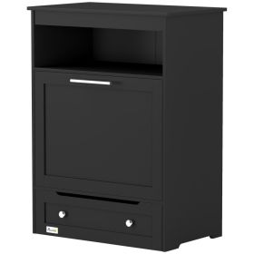 Pet Feeder Station Storage Cabinet, Dog Food Storage Container with Dog Raised Bowls, Watering Supplies, Black (Color: Black, size: 935x505x210 mm)
