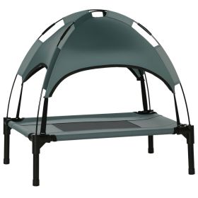 Elevated Dog Bed with Removable Canopy, Outdoor Dog Cot with UV Protection Canopy Shade, 24 inch Pet Bed for Camping, Gray (Color: Grey, size: 560x100x130 mm)