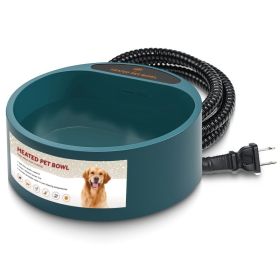 1Pc Heated Water Bowl For Dog Cat 74.4OZ Heating Water Dish IP67 Waterproof Thermal Water Bowl Heated Pet Bowl Dog Cat Water Feeder Bowl For Dog (Color: Army Green)
